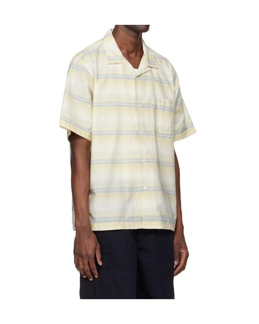 Nanamica White Open Collar Pique Short-Sleeve Shirt for men