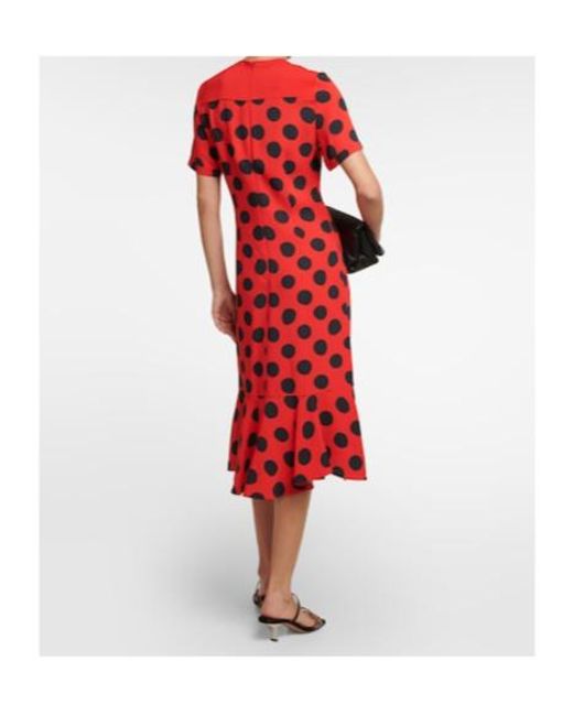 Marni Red Polka Dot Cady Midi Dress