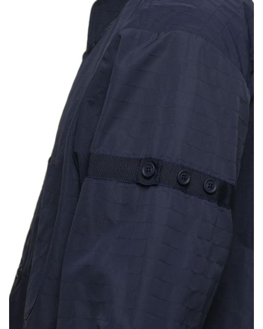 Thom Browne Blue Ripstop Armbands Oversized Shirt Jacket for men