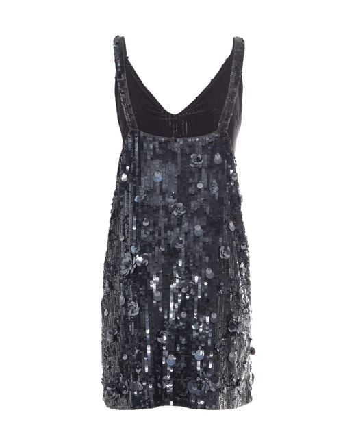 P.A.R.O.S.H. Blue Sequin Embellished V-Neck Dress
