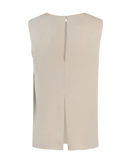 P.A.R.O.S.H. Natural P.A.R.O..H. Cady Round-Neck Sleeveless Blouse