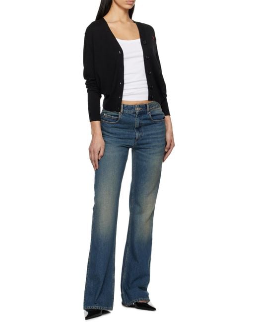 AMI Black Ami De Coeur Logo Embroidered Buttoned Cardigan