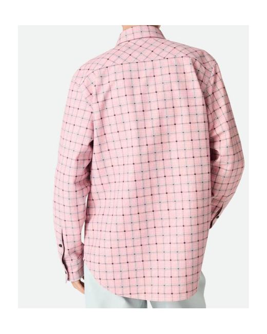 Bottega Veneta Check Print Leather Shirt in Pink for Men | Lyst