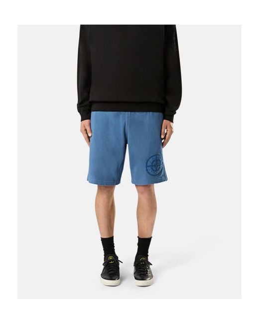 Stone Island Blue Fleece Shorts for men