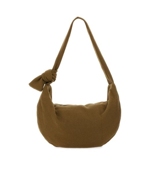Alysi Brown Knot Detailed Zipped Shoulder Bag