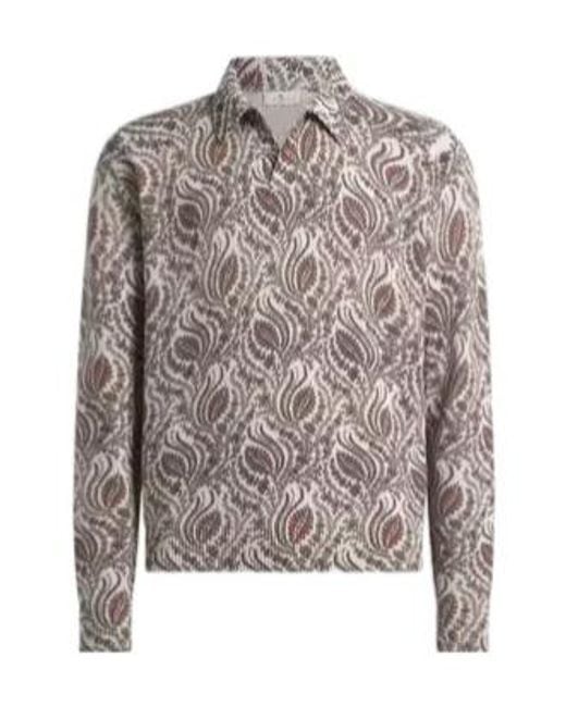 Etro Gray Foliage Motif Polo Shirt for men