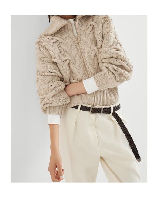 Brunello Cucinelli Natural Long-Sleeved Cardigan