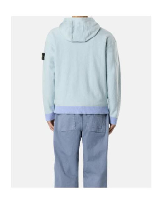 Stone Island Blue Logo Patch Zip Hooded Jacket for men