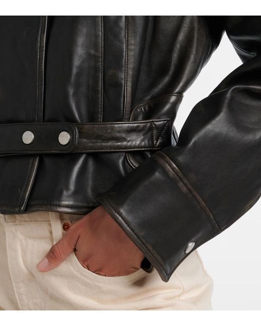 Christopher Esber Black Zippered Long-Sleeved Leather Jacket