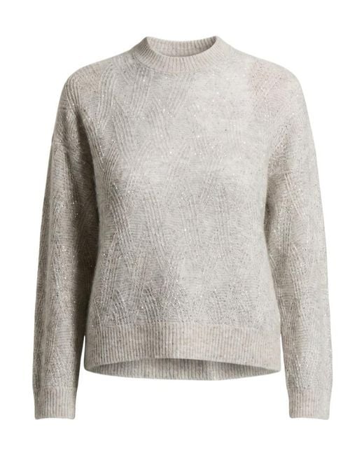Peserico Gray Diamond-Knit Sweater
