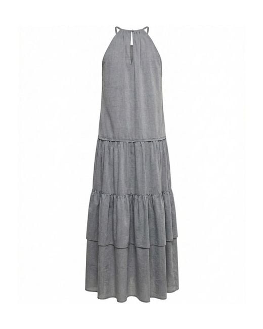 Peserico Gray Gathered Sleeveless Maxi Dress