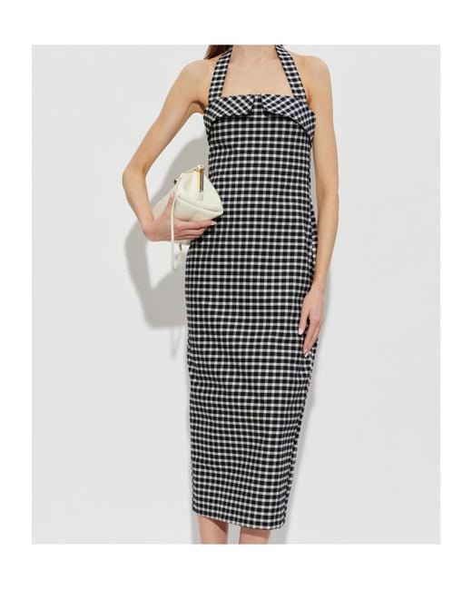 Posse Blue Chiara Halter Gingham Midi Dress
