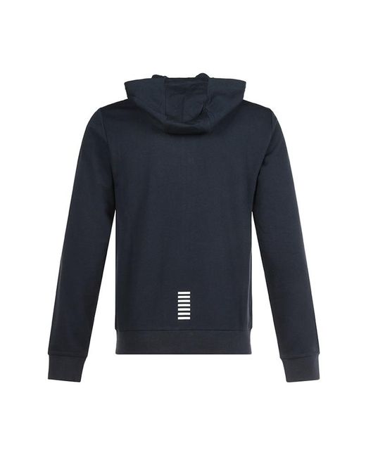 EA7 Blue Logo-Printed Hooded Hoodie for men