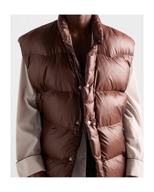 Prada Brown Re-Nylon Down Vest for men