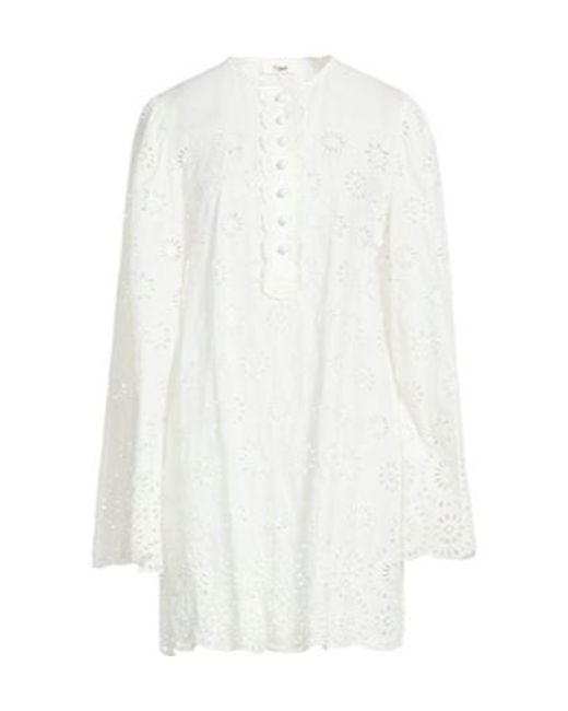Chloé White Solid-Color Shirt Dress