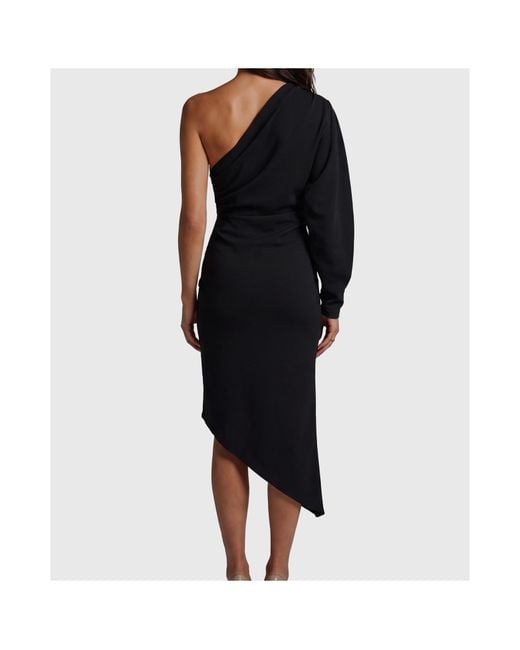 FEDERICA TOSI Black One-Shoulder Cady Longuette Dress