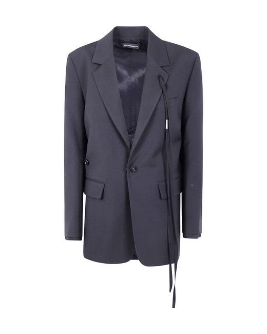 Ann Demeulemeester Blue Single-Button Tie-Detail Jacket