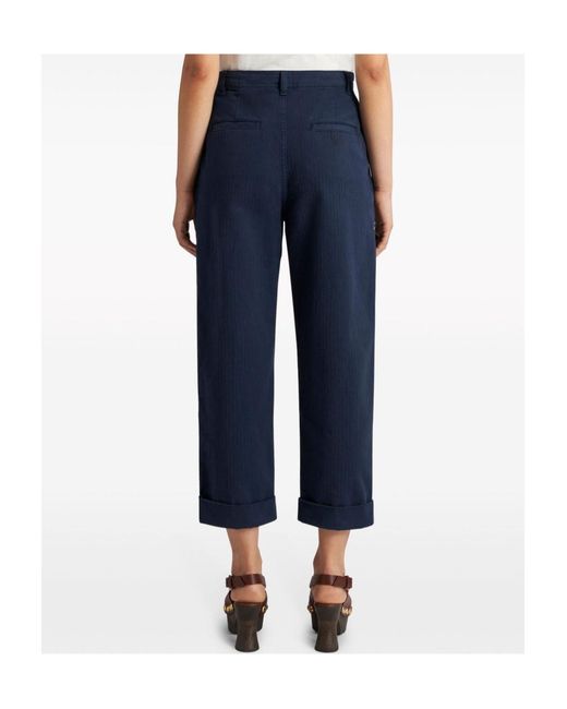 Etro Blue Pegaso Embroidered Cropped Pants