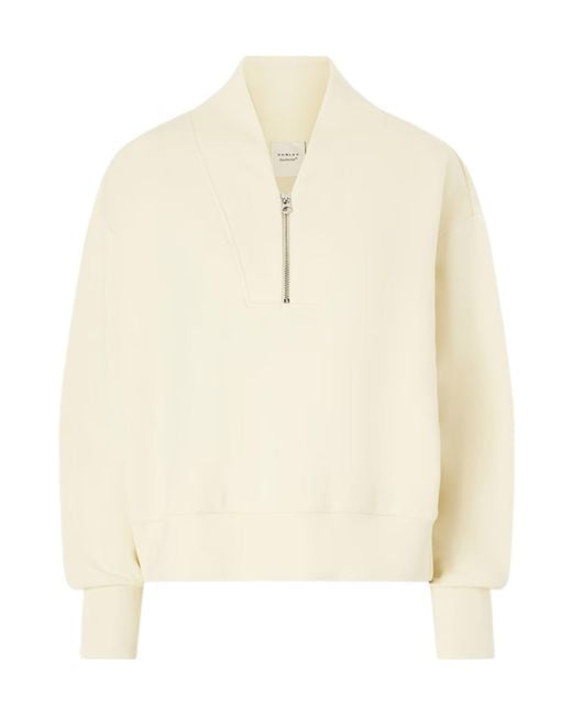 Varley Natural Zip V-Neck Cropped Sweatshirt