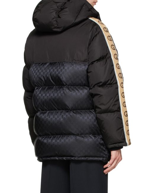 Gucci Black Monogram Pattern Padded Coat for men