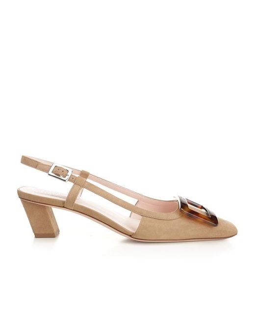 パンプス ROGER VIVIER Belle Vivier Turtle Sling Back 45 Roger Vivier Belle Vivier Turtle Suede Slingback Pumps