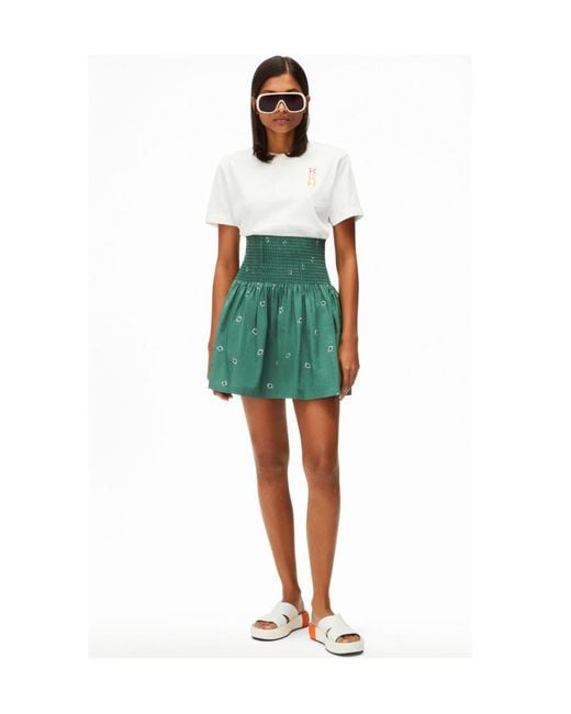 KENZO Green Smocked Bandana-Print Mini Skirt