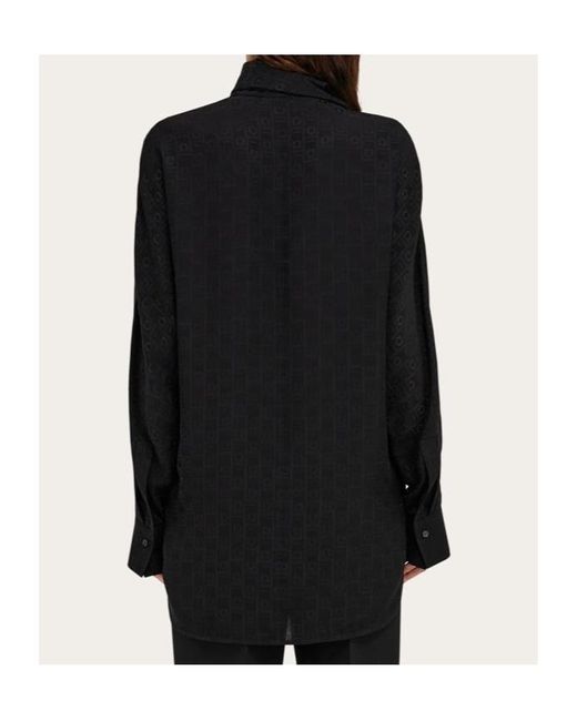 Ferragamo Black Ferragamo Sash Collar Blouse