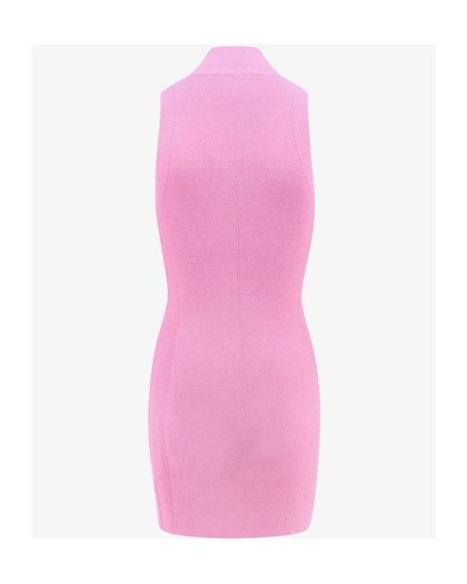 DIESEL Pink M-Onervax Mock-Neck Ribbed Dress