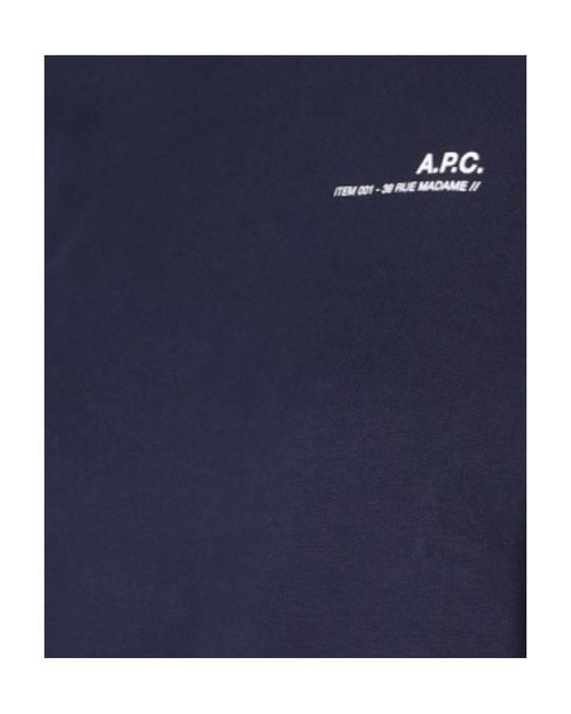 A.P.C. Blue Logo-Print Cotton Sweatshirt
