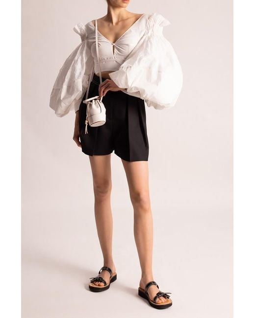 Loewe Natural Balloon-Sleeves Cropped Top