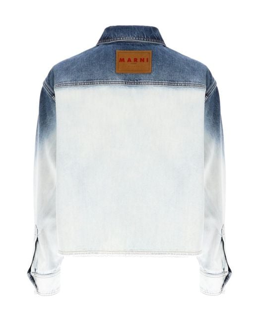 Marni Blue Gradient Cropped Denim Jacket