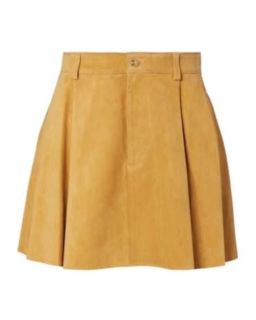 Polo Ralph Lauren Natural High-Rise Pleated Suede Skirt