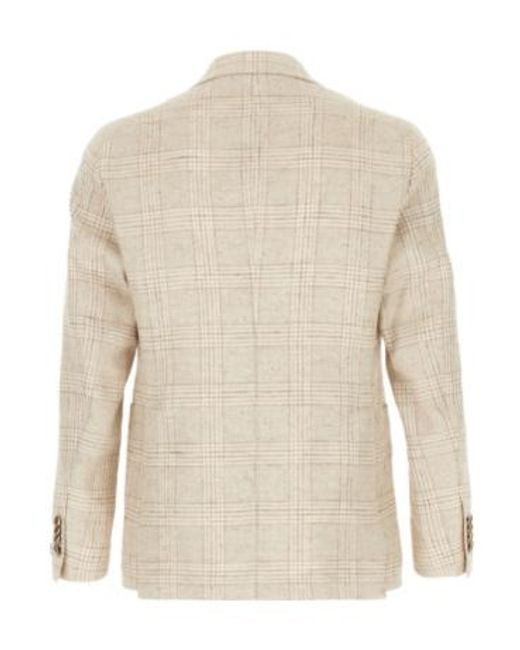 Tagliatore Natural Check Patterned Single-Breasted Tailored Blazer for men