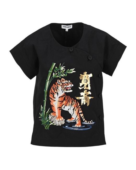 KENZO Black X Kansai Yamamoto Fierce Tiger Kimono Top