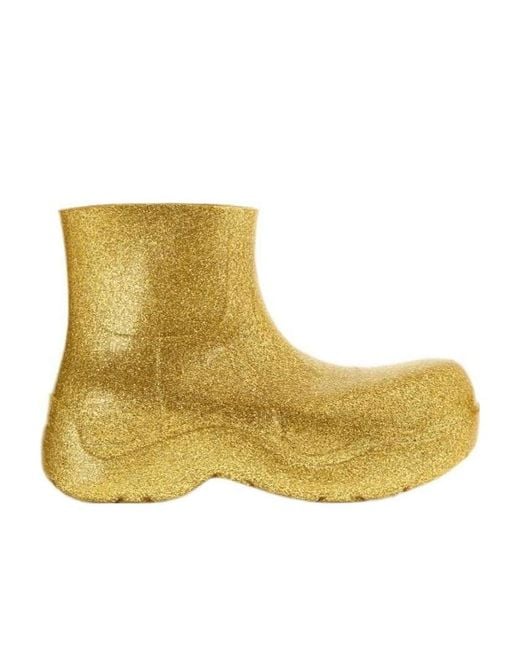 Bottega Veneta Yellow Glitter Puddle Boots