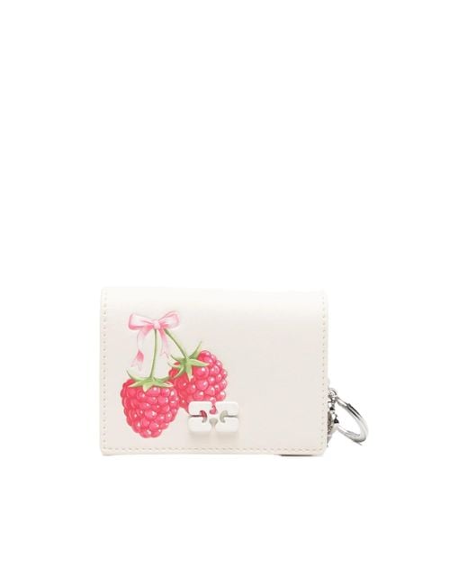 Ganni Pink Raspberry-Printed Bi-Fold Wallet