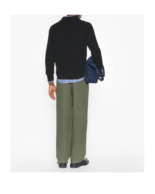 Maison Kitsuné Black Maison Kitsuné Fox Head Ribbed Polo Jumper for men