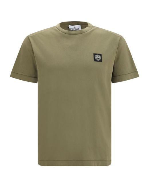 Stone Island Green Logo Patch T-Shirt for men