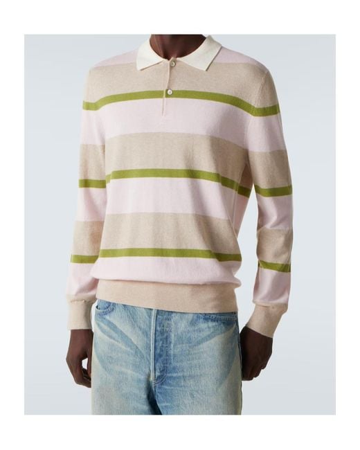 arch4 Natural Striped Polo Sweater for men