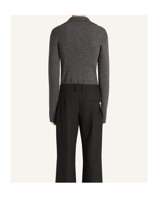 Courreges Gray Ribbed-Knit Polo Top for men