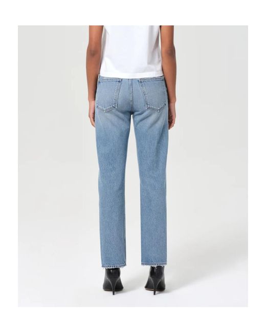 Agolde Blue 90's Pinch Waist High Rise Straight