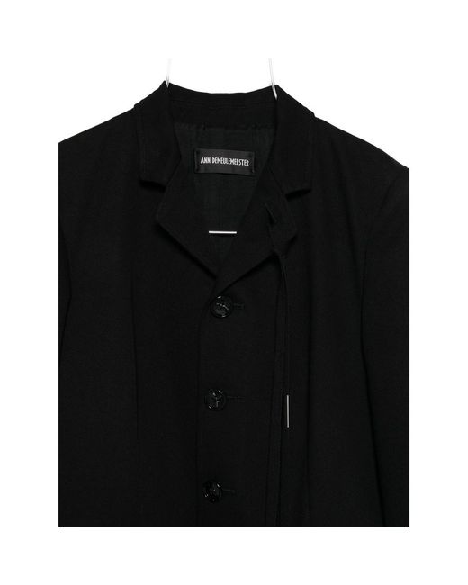 Ann Demeulemeester Black Single Breasted Strap Detailed Jacket