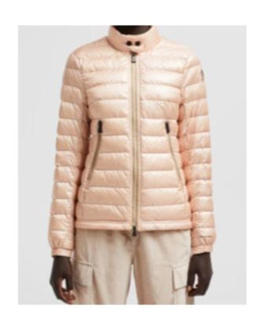 Moncler Natural Grenoble Logo Embroidered Zip-Up Jacket