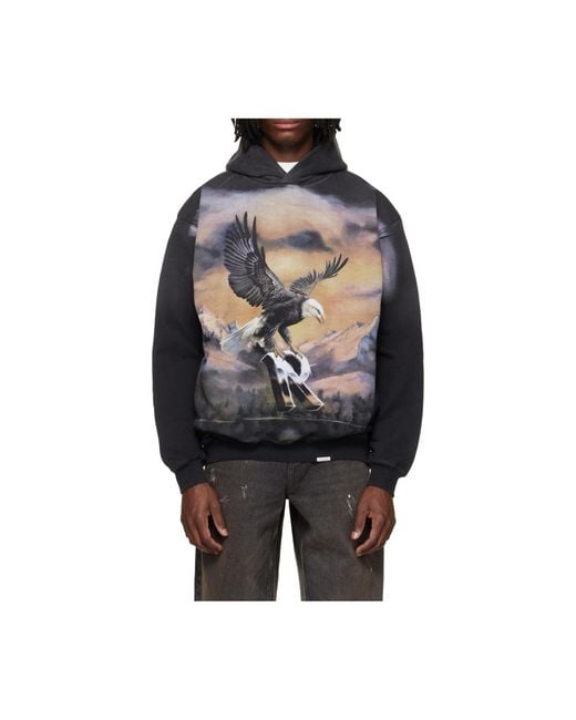 Represent Blue Maxi Printed Hoodie for men