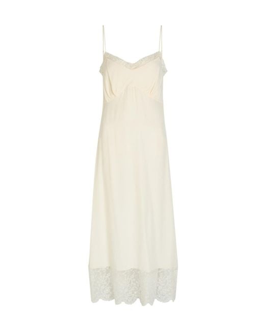 Simone Rocha White Lace-Trimmed Crepe-De-Chine Midi Dress