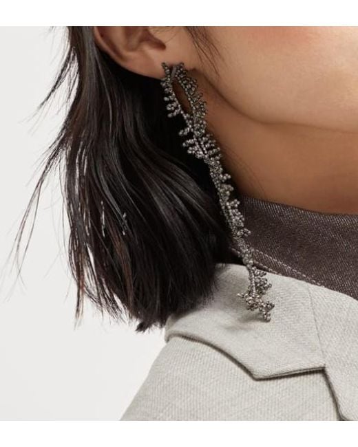 Brunello Cucinelli White Sterling Knotted Earrings