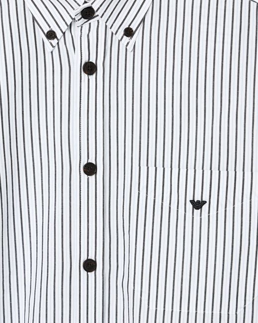 Emporio Armani White Striped Button Shirt for men
