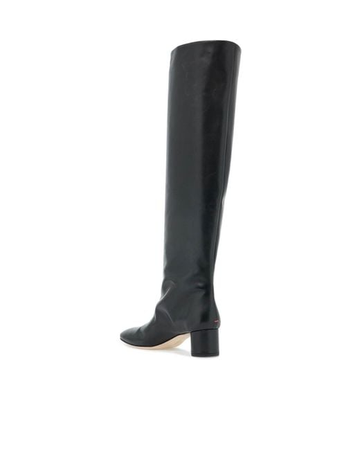 Aeyde Black Willa Round Toe Block Heel Boots