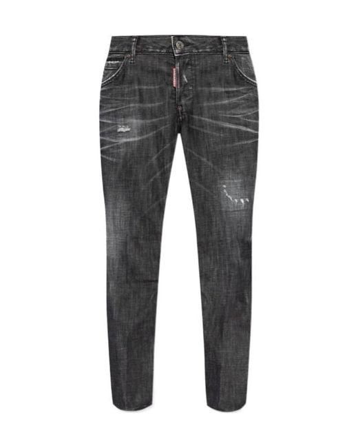 DSquared² Gray Cool Straight-Leg Distressed Jeans