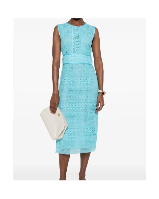 ERMANNO FIRENZE Blue Round-Neck Dress